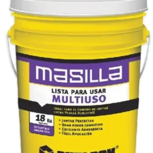 Balde de masilla multiuso Durlock de 18 kg para juntas perfectas y fácil aplicación en placas de yeso.